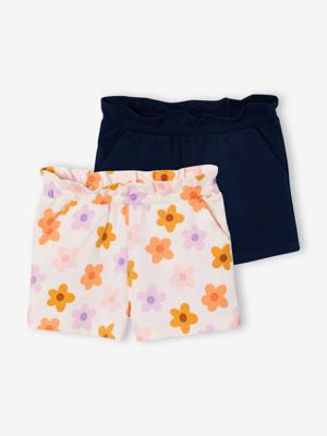 Set van 2 meisjesshorts marineblauw