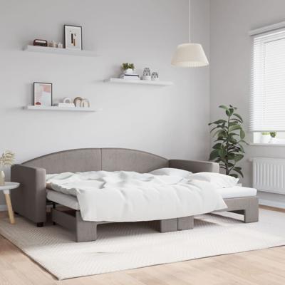 Slaapbank met onderschuifbed 90x200 cm stof taupe
