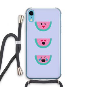 Smiley watermeloen: iPhone XR Transparant Hoesje met koord