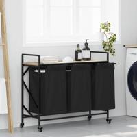 VidaXL Wasmand 3 vakken met planken sonoma eikenkleurig