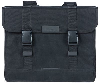 Basil kavan eco classic dubbele fietstas - duurzaam organisch canvas - zwart - 68l