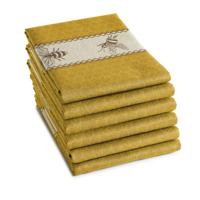 6x DDDDD theedoek bees 60x65 cm yellow