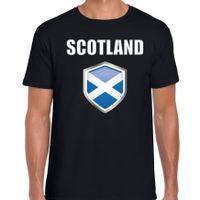 Schotland landen supporter t-shirt met Schotse vlag schild zwart heren