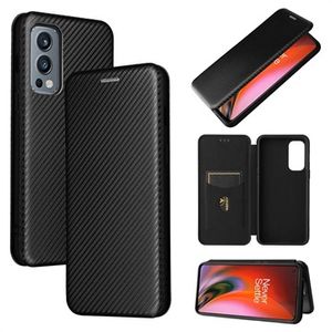 OnePlus Nord 2 5G Flip Case - Koolstofvezel - Zwart