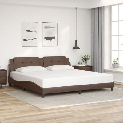Bedframe met hoofdbord kunstleer bruin 200x200 cm