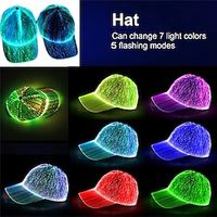 glasvezel cap led hoed met 7 kleuren lichtgevende gloeiende edc baseball hoeden usb opladen light up caps event party led christmas cap for event holiday Lightinthebox