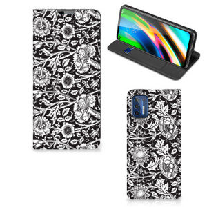 Motorola Moto G9 Plus Smart Cover Black Flowers