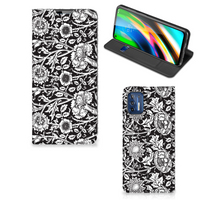 Motorola Moto G9 Plus Smart Cover Black Flowers