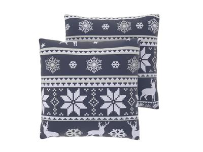 LIVARNO Set van 2 fleece kussenslopen 60 x 50 cm (Herten blauw)
