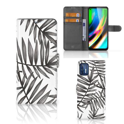 Motorola Moto G9 Plus Hoesje Leaves Grey