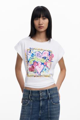 Art vierkant T-shirt - WHITE - XS