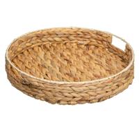 5Five Design dienblad van metaal/riet - Dia 35 cm - beige - Hoge opstaande rand - rond 5Five Design dienblad van metaal/riet - Dia 35 cm - beige - Hoge opstaande rand - rond