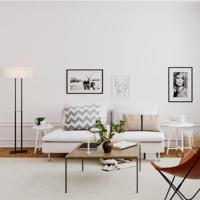 Staande lamp zwart wit By Rydens &apos;Luton&apos; E27 fitting stoffen kap 150cm