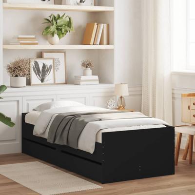 Bedframe met lades zwart 75x190 cm Small Single