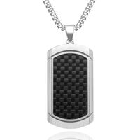 Zilverkleurige Mannen Cubaanse Schakel ketting met Dogtag Hanger