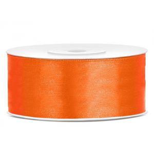 1x Oranje satijnlint rol 2,5 cm x 25 meter cadeaulint verpakkingsmateriaal   -