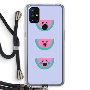 Smiley watermeloen: OnePlus Nord N10 5G Transparant Hoesje met koord