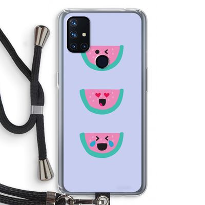 Smiley watermeloen: OnePlus Nord N10 5G Transparant Hoesje met koord