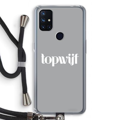 Topwijf Grijs Wit: OnePlus Nord N10 5G Transparant Hoesje met koord