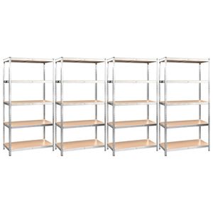 The Living Store Opbergrek - Zilver - 90x40x180 cm - Staal en bewerkt hout