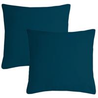 Stof Textile sierkussen Nelson - 2x - petrol blauw - 60 x 60 cm - bank kussens - polyester