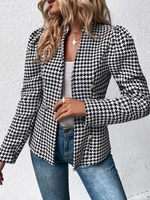 Woolen Houndstooth Casual Jacket - thumbnail