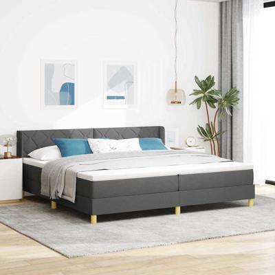Boxspringbed met Matras - Donkergrijs 200 x 200 cm - Stof