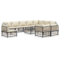 The Living Store Loungeset - Antraciet - Poly rattan - Modulair ontwerp