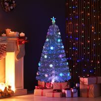 150 cm Voorgesneden Glasvezel Kerstboom Witte Kunstkerstboom met Iriserende Bladeren Veelkleurige Sneeuwvlok LED-Verlichting Topsterlicht