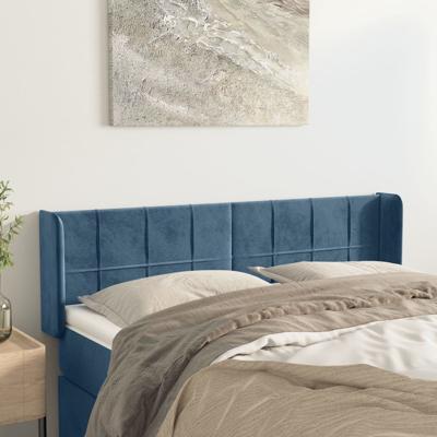 Hoofdbord met randen 147x16x78/88 cm fluweel donkerblauw