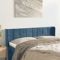Hoofdbord met randen 147x16x78/88 cm fluweel donkerblauw