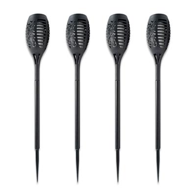 Solar LED-priklamp Flame zwart set 4 stuks