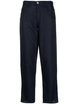 Emporio Armani pantalon en lin à coupe droite - Bleu