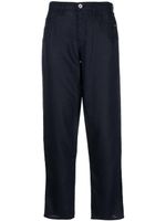 Emporio Armani pantalon en lin à coupe ample - Bleu