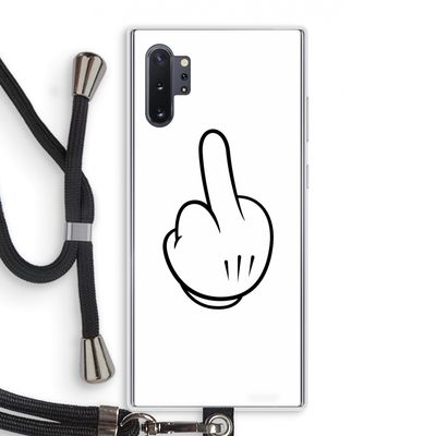 Middle finger white: Samsung Galaxy Note 10 Plus Transparant Hoesje met koord