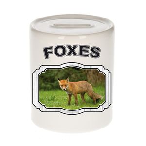 Dieren bruine vos spaarpot - foxes/ vossen spaarpotten kinderen 9 cm