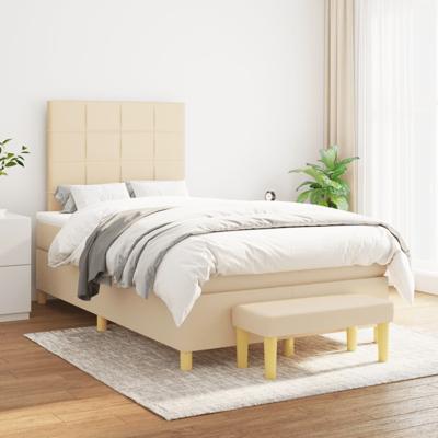 Boxspring met matras stof crèmekleurig 120x200 cm