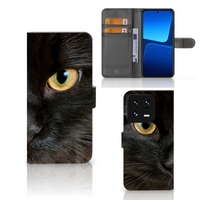Xiaomi 13 Pro Telefoonhoesje met Pasjes Zwarte Kat - thumbnail