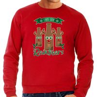 Foute Kersttrui/sweater voor heren - Rudolf Reinbeers - rood - rendier/bier