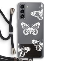 White butterfly: Samsung Galaxy S21 Transparant Hoesje met koord