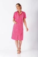 Roze badstof Hajo dames badjas korte mouwen