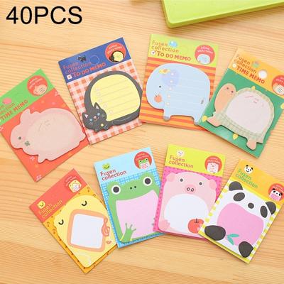 40 PC's Cartoon dierlijke gevormde zelf zelfklevende Memo Pad N-keer Sticky Notes Post-It bladwijzer School Office Supply willekeurige stijl-leverin