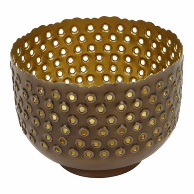 Metalen Theelichthouder Rond Medium (Bruin) Metalen Theelichthouder Rond Medium (Bruin)