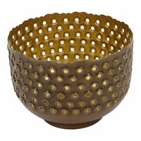 Metalen Theelichthouder Rond Medium (Bruin) - thumbnail