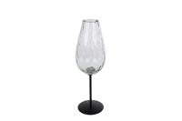 Vaas Wine glass S helder/zwart glas/metaal 7x7x23cm Vaas Wine glass S helder/zwart glas/metaal 7x7x23cm