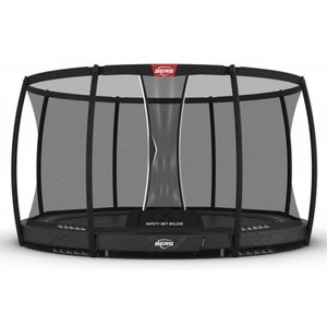 BERG Trampoline Elite met Veiligheidsnet - Safetynet Deluxe - Inground - 380 cm - Grijs - AirFlow - TwinSpring