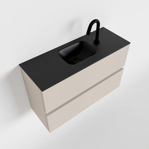 Toiletmeubel Mondiaz Ada | 80 cm | Meubelkleur Linen | Lex wastafel Urban Midden | 1 kraangat