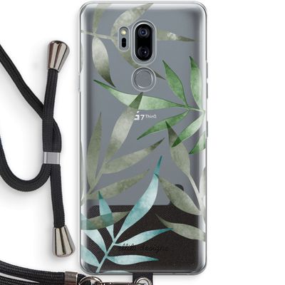 Tropical watercolor leaves: LG G7 Thinq Transparant Hoesje met koord