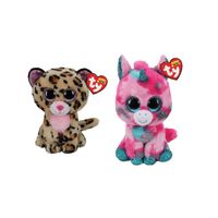 Ty - Knuffel - Beanie Boo's - Gumball Unicorn & Livvie Leopard