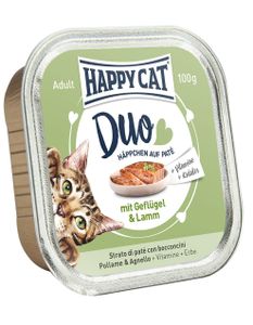 Happy Cat - Duo Menu Geflügel & Lamm (Gevogelte & Lam) - 12 x 100 g